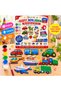 Wooden Painting Set Vehicles 10 Pieces Mdf Figures Acrylic Paint Brush and Tape Ages 3+ - 5