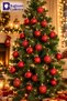 10-Piece Red Christmas Tree Ball Ornament Set – Metallic and Glittery - 2