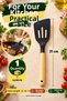 Black Silicone Spatula with Wooden Handle 31 cm Perforated Pan Food Turner Crepe Pancake Serving Kitchen Utensil - 5