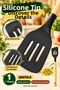 Black Silicone Spatula with Wooden Handle 31 cm Perforated Pan Food Turner Crepe Pancake Serving Kitchen Utensil - 3
