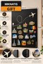 Turhan 50X70 cm Black Airplane Route Design Metal Magnet Clipboard (with Magnet Gift), Note and Photo Clipboard - 4