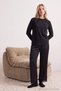 Black-Brown 100% Polyester Plain Satin Woven Pajama Bottom Thmaw27Pj00008 - 4