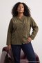 Green Flock Printed Double Breasted Collar Gabardine Plus Size Jacket Tbbaw27Ag00050 - 4