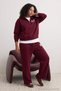 Bordo Nakışlı Dik Yaka Yarım Fermuarlı Wideleg/Geniş Paça Örme Eşofman Takımı - 3