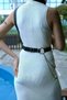 Adjustable Black Leather Body Accessory with Chain - 3