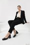 Women's Black Patent Leather Blunt Toe Medium Thick Heeled Genuine Leather Shoes - 4