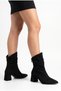 Women's Thick Heeled Pointed Toe Bellows Black Suede Back Zipper Boots - 3