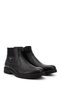 Men's Black Floater Genuine Leather Zippered Boots - 3