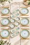Love Bırd Green Round 14 Piece Luxury Breakfast Set for 6 People