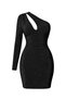 Vs-1093 Greta Black Glitter Single Sleeve Cut Out Detailed Mini Dress - 4