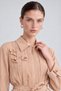 Cupra Skirt Set with Stone Detail on the Collar Beige - 4