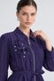 Cupra Skirt Set with Stone Detail on the Collar, Navy Blue - 4