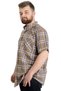 Mode XL Large Size Men's Shirt Plaid Short Sleeve 23301 Brown - 2