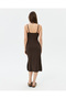 Brown Ecovero ™   Viskoz Side Slit Strap Midi Dress - 2