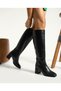Women's Boots Block Thick Heeled Square Toe Side Zipper Below the Knee Stylish Boots