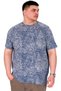 Mode XL Large Size Men's T-Shirt Crew Neck Etching Print U20037 Indigo - 2