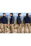 Polar Fleece Coat Zippered High Collar Navy Blue Casual Outerwear with Pockets - 2