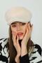 Beige Soft Textured Plush Cap Women's Hat - 3