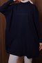 Women's Stand Collar Basic 80cm Loose Oversize Knitwear Tunic 1145 Navy Blue - 2