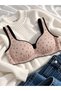 Mink Floral Patterned Cotton Thick Strap Gathering Bra Without Underwire