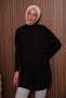 Women's Stand Collar Basic 80cm Loose Oversize Knitwear Tunic 1145 Black