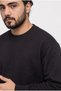 Men's Relax Fit Comfortable Cut Cotton Soft Textured 3 Thread Fleece Crew Neck Black Sweatshirt