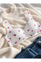 Pink Floral Patterned Cotton Thick Strap Gathering Bra Without Underwire - 3
