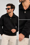 Men's Polo Neck 3 Thread Buttoned Sweatshirt Thick, Soft Fabric