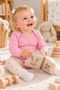 Baby Girl Set of 3 Cotton Seasonal Long Sleeve Bodysuits with Snap Fasteners - 8