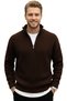 Men's Brown Half Zip Oversized Cut Knitwear Sweater – Soft Textured Knit Sweater 2608511