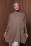 Women's Stand Collar Basic 80cm Loose Oversize Knitwear Tunic 3132 Mink