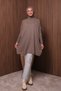 Women's Stand Collar Basic 80cm Loose Oversize Knitwear Tunic 3132 Mink - 5