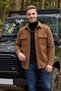 Men's Brown Cashmere Jacket Coat – Relaxed Fit Jacket with Pockets and Snap Fasteners 2500559