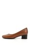 Tan Antique Gön Genuine Leather Round Toe Short Thick Heeled Women's Shoes 24100 - 6