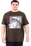 Mode XL Large Size Men's T-Shirt Crew Neck Statue U25027 Khaki