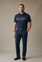 Men's Patterned Relax Fit Navy Blue Polo Neck T-Shirt