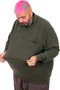 Mode XL Large Size Men's Polo Waffle Sweater U25821 Haki - 2