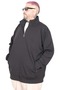 Mode Xl Large Size Men's Cardigan Zippered Stell Stand Collar 20571 Black - 2