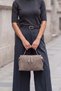 Women's Genuine Leather Suede Textured Zippered Long Strap Hand and Shoulder Bag Urelis Mink Suede - 2