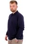 Mode XL Large Size Men's Polo Collar Sweatshirt with Embroidery U24340 Navy Blue - 2