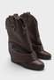 Women's Silver Cowboy Wide-Calf Boots - Brown-Leather