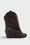 Women's Silver Cowboy Wide-Calf Boots - Brown-Leather - 4
