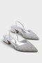 Women's Enju Low Heeled Glass Broken Stone Shoes - Silver