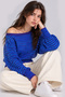 Turquoise Purple Asymmetrical Collar Ribbed Detailed Knitwear Sweater