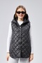 Women's Hooded Short Snap Fastener Inflatable Filling Vest - 2