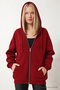 Hooded Zippered Oversize Sweatshirt Bordo Lub0002 - 5