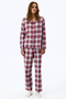 Burgundy Leila Cotton Plaid Long Sleeve Shirt Pants Pajama Set
