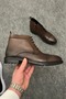 Brown Leather Men's Boots - Men's Leather Boots with Laces and Zippers - 7