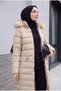 Removable Hooded Fur Inflatable Coat -Stone - 4