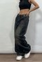 Navy Blue Vintage Vintage Printed Streetwear Unisex Baggy Pants - 3